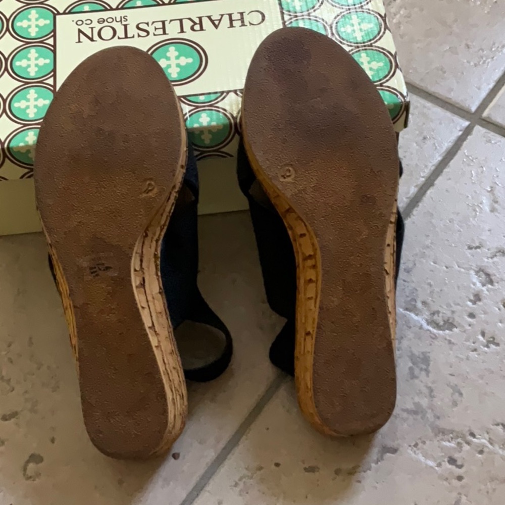 Charleston Shoe Co. Atlantic Black Linen Sandals - Picture 4 of 5